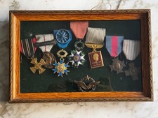 FRANCE SET OF 7 MEDALS + MILITARY AVIATOR PATENT WW2 ERA