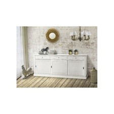 Commode Dressoir 3 Portes 3 Tiroirs Blanc Matt Art Pauvre Classique