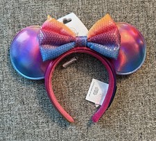 Disneyland 70th Anniversary Celebrate Happy Sequin Bow Minnie Ears Headband NEW!