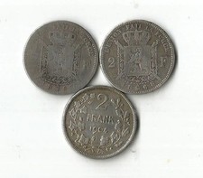 3 X 2 Francs Belge 1867 , 1868 et 1904.