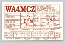 Ham Radio QSL WA4MCZ Blountville Tennessee USA 1991 ICOM IC-781