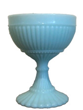 COUPE A GLACE OPALINE BLEUE étiquette TRIANON VITRINE