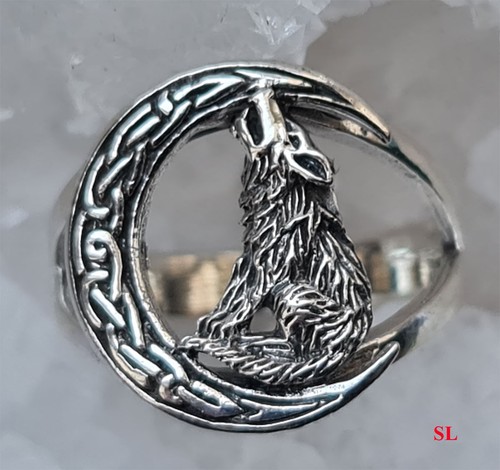 Bague loup avec - loup, lune