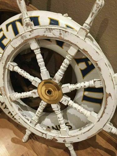 Roue bateau bois peint - de, en