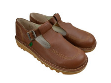 Vintage Y2K Kickers T-Bar Leather Sandals Brown Womens Size 39