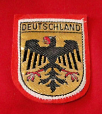 Red felt patch fabrics printed gold country Germany 6cmx7 cm