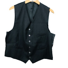 Costume Gilet Homme 52 Noir Boutonné Ajustable Classique Col V Formel Mariage