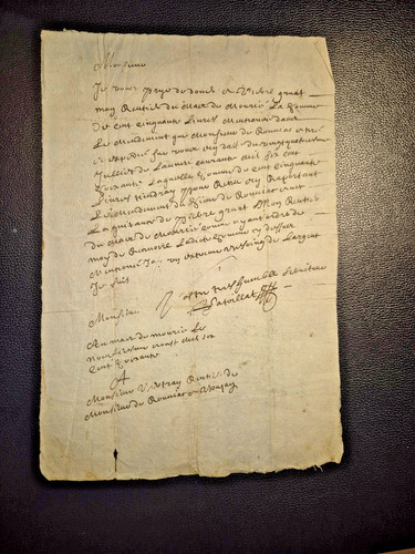 Lettre autographe xviie - autographe, 1660