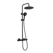 Colonne de douche thermostatique extensible douche de tête ronde 30 cm - noire
