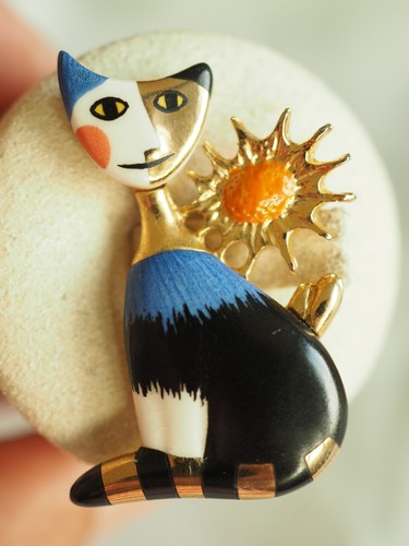 Broche ceramique chat vintage - broche,