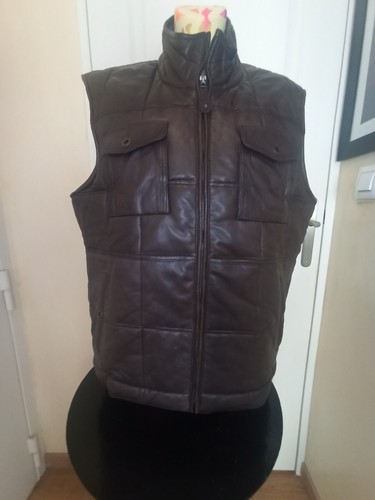 Gilet cuir matelasse - gilet, en