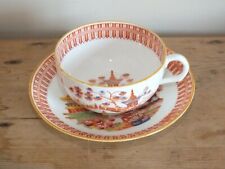 Antique English Porcelain Japanese Decor Cup and Saucer - Pagoda