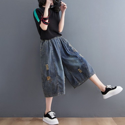 Women embroidered capri pants - women,