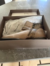 TAMARIS~ Womens Cigar Taupe Leather Buckle Zip Ankle Boot~ SZ 39~NIB~