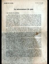 RATIONING du BAIN (SWITZERLAND) Report of Mr. Tapernoux "army & home" in 1942