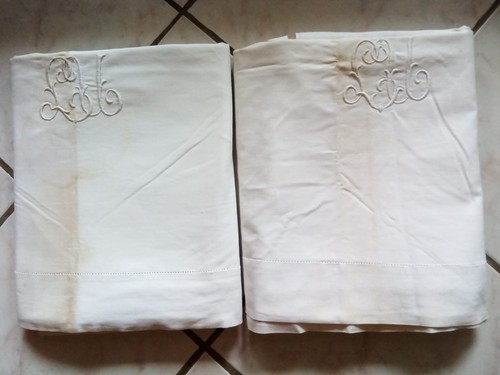 Paire grands draps - de, anciens