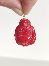 Pendentif de Bouddha Rieur en Corail Rouge / 20th Chine / Chinois