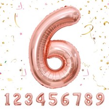 Chiffre 6 Or Rose  Ballon