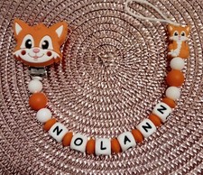 Attache tetine personnalisée Renard silicone sans Bpa