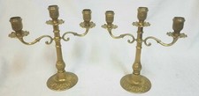 PAIRE DE CHANDELIERS TROIS BRANCHES STYLE EMPIRE EN BRONZE MASSIF RARE
