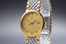 Vintage 1990s OMEGA De Ville Quartz Gold Dial Two-Tone Ref.396.1012 [Near Mint]