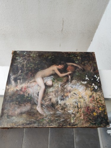 Huile sur toile ancienne femme