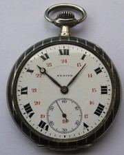 0000*   montre gousset zenith en argent niéllé ancienne