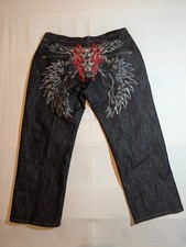Imperious Delf Trading Jeans Mens W40XL32 Baggy Wide Leg Embroidered Denim Black