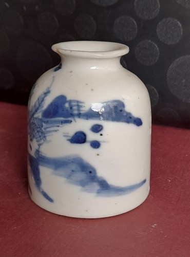 Pot pinceaux porcelaine bleu - pot,