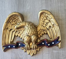 Vintage American Bald Eagle Casted Polyurethane Foam Painted Gold Wall Plaque