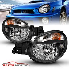 2002-2003 Black Headlight Pair For Subaru Impreza WRX Outback GD Bug Eye w/Bulbs