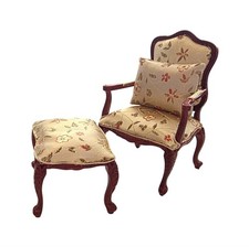 Fauteuil Et Pouf En Acajou Et