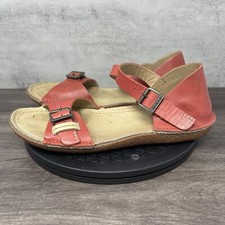KICKERS Sandals Womens 39 (US 8-8.5) Red Leather Buckle Strap