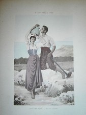 Engraving 19° 1899 color painting Edward Sain soft drunkenness peasant jug