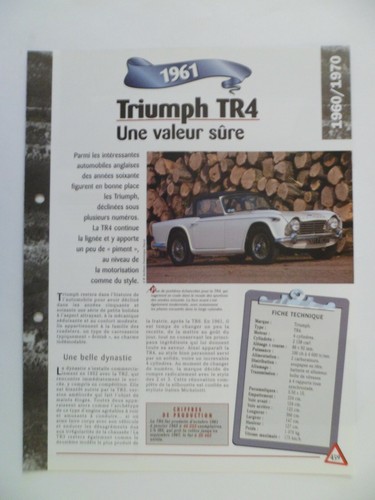 Carte fiche auto triumph tr4 - auto,