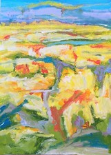 Abstract Yellow Blue Modern Painting Contemporary Painting Light Colors