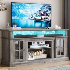 Farmhouse TV Stand for TVs Up to 65 inch Entertainment Center with Power Outlets