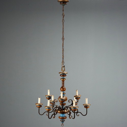 Lustre ancien bois laiton - lustre,