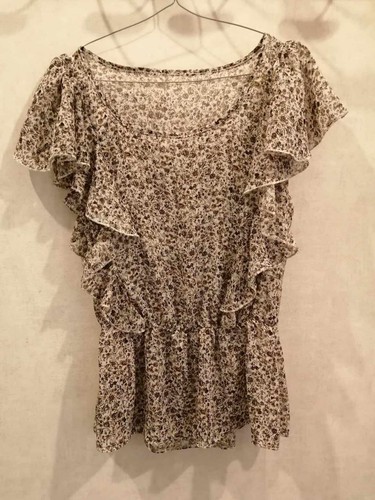 Blouse blanche fleurs marron