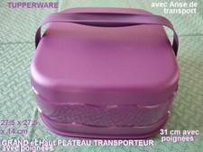 TUPPERWARE Grand et haut PLATEAU  COUVERCLE à gâteau ave Anse pour transporter