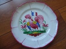 LES ISLETTES BEAUTIFUL OLD REVOLUTIONARY FAIENCE PLATE ROOSTER WITH FLAG XIX