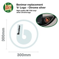  Benimar motorhome round logo  |  chrome silver decal  |  300mm diameter