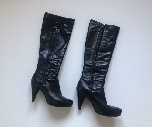 Bottes cuir noir renzi - cuir, &