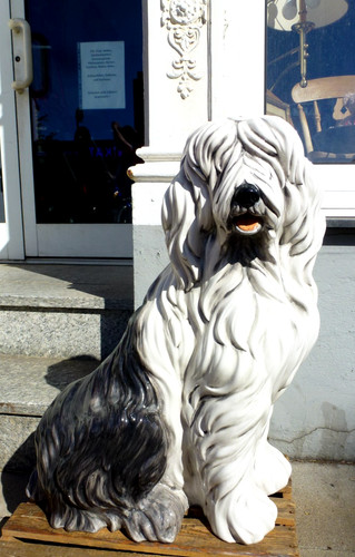 Grande statue chien bobtail - chien,