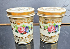 2 LARGE BLUSH POTS OR OTHER PORCELAIN PARIS 19TH CENTURY FLOWER DECOR