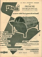 Publicité ancienne Vaslin pressoir matériel agricole 1955 issue de magazine