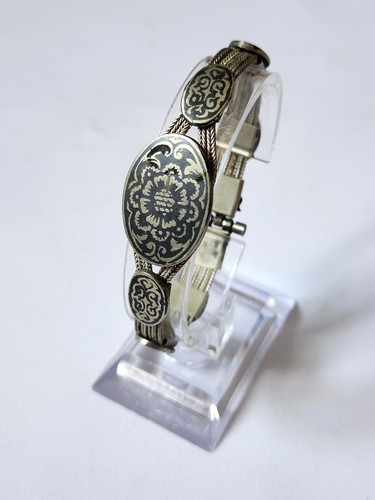 Bracelet ancien argent niellé - argent,
