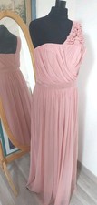 Lovely Vintage Pink Lined Veil Evening Dress Asymmetry Floral Bodice