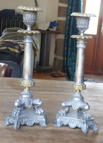 Paire bougeoirs empire - paire, /