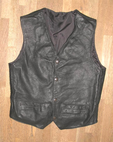 Gilet cuir lisse noir - gilet,